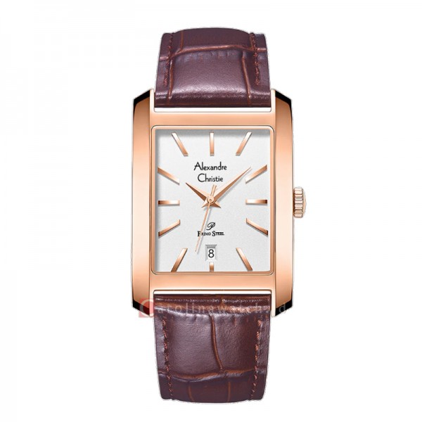 Alexandre Christie AC 1037 Rosegold White Brown Leather Man MDLRGSL